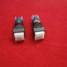 2PCS 12MM White LED ILLUMINATED Square Momentary PUSH BUTTON 2NO/2NC 2POLES 8Pin