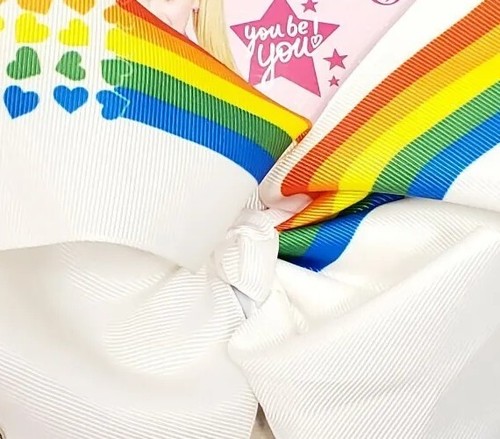 Girls Hair Bows Clip JoJo Siwa Bow Collection White Rainbow Hearts Accessories - Picture 2 of 6
