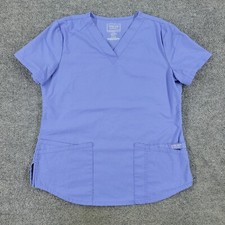 Cherokee Scrub Top Shirt Women's Small Blue Short Sleeve Pocket Stretch Uniform