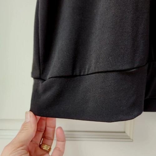 Chicos Faux Cape Back Top Size 2 L 12 14 Black Dolman Flutter Sleeve Round Neck - Picture 6 of 8