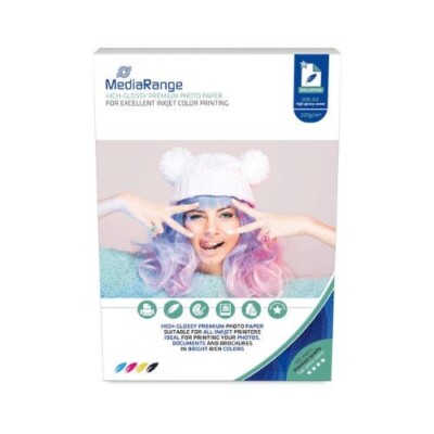 MediaRange Fotopapier DIN A4 hochglänzend 220 g 100 Blatt glänzendes Fotopapier