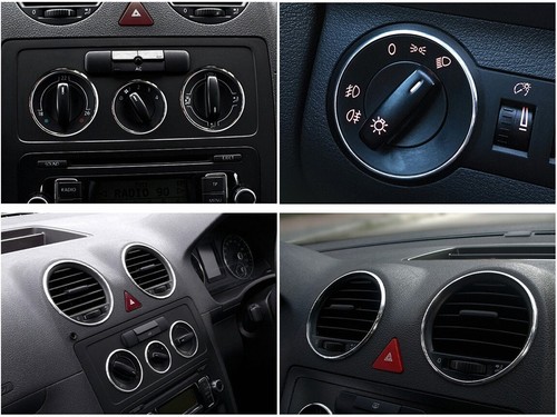 For VW Caddy 2003-2010 Tuning Polished Aluminum Dashboard Rings Set of 8 Pieces - Picture 1 of 13