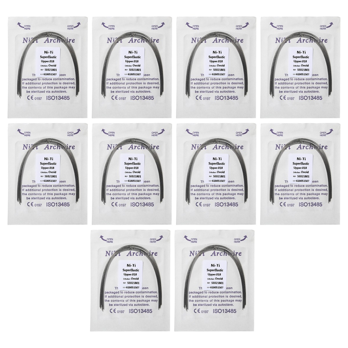 10 Packs Arcs Orthodontiques Ronds Niti - Pour Laboratoire Dentaire, Neufs