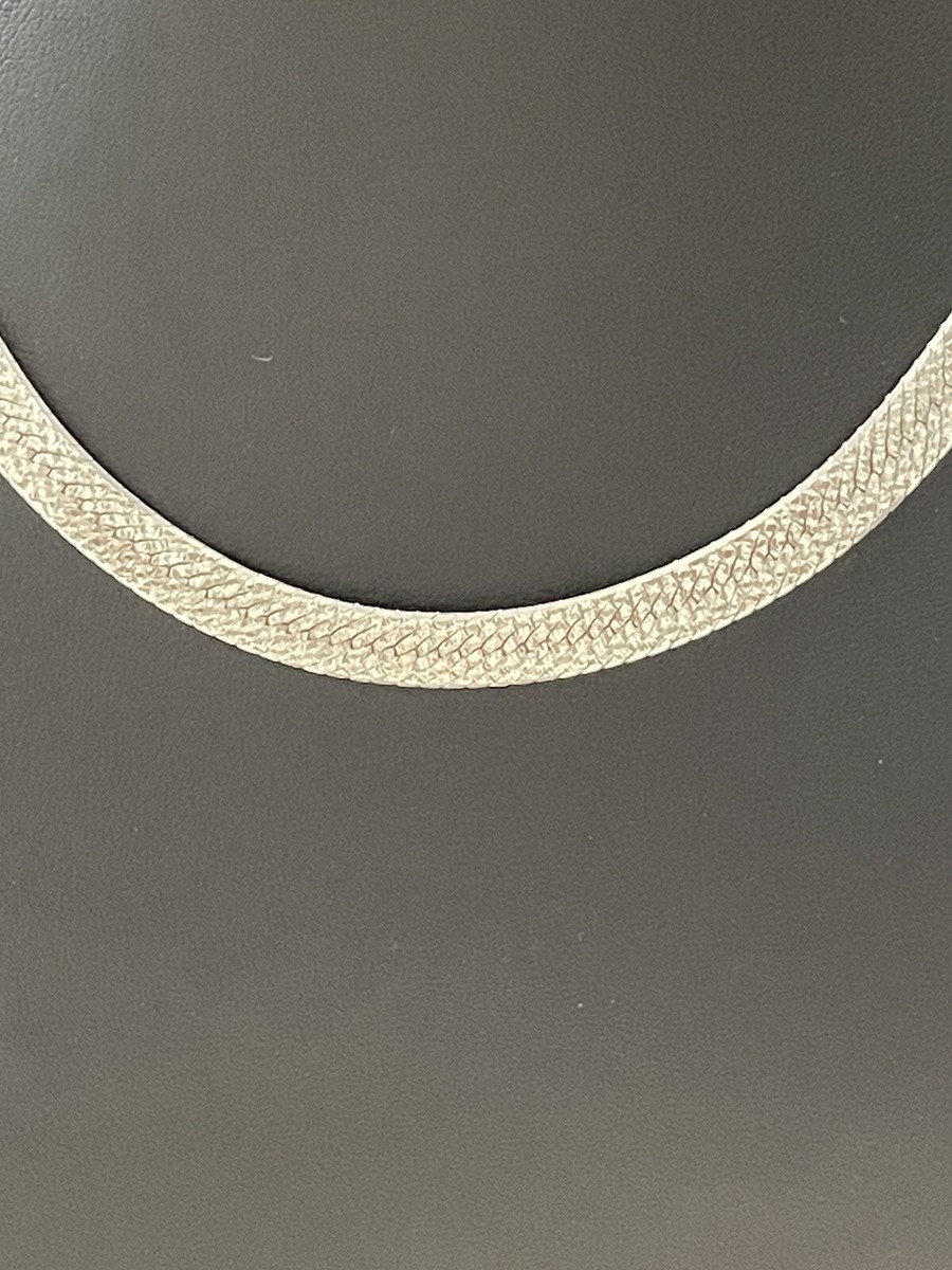 MILOR ITALY 925 STERLING SILVER TEXTURED HERRINGBONE NECKLACE 18
