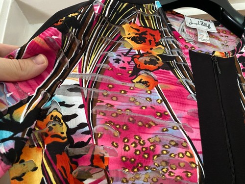 Joseph Ribkoff Bluse Tropical Floral UK 14 transparente Einsätze mehrfarbig durchgehender Reißverschluss - Bild 7 von 12