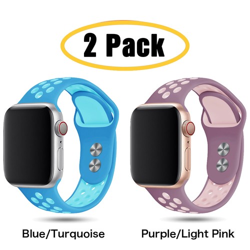 2PCS Silicone Sport Band for Apple Watch 10 9 8 7 6 5 SE 40/44/41/45/42/46/49mm - Picture 19 of 34