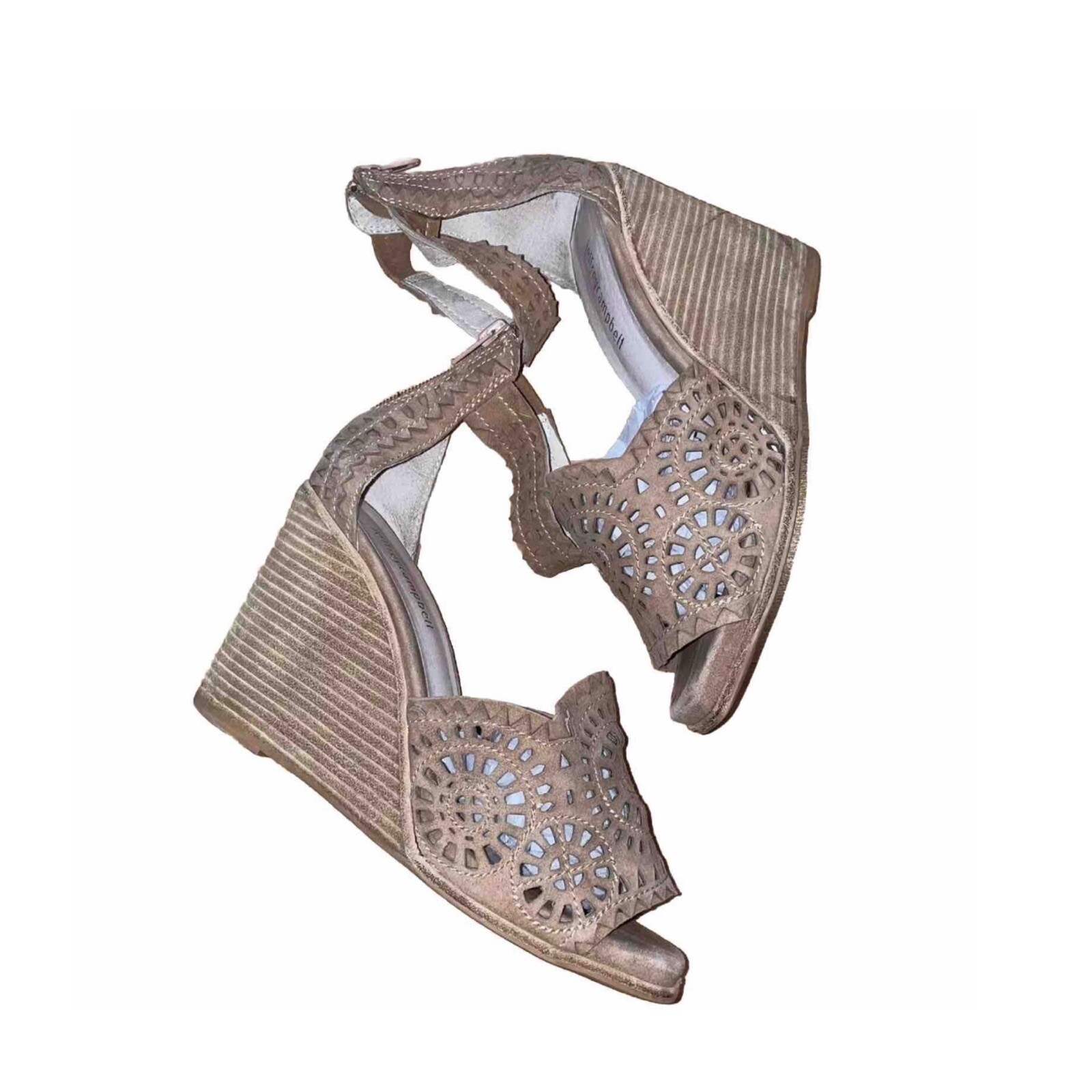 SAOLA Sandali Jeffrey Campbell Bohemian Blush Del Sol scamosciati con zeppa traforata taglia 7 5