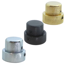 Dual guitar control knob flat top in chrome, black or gold 25mm tone volume