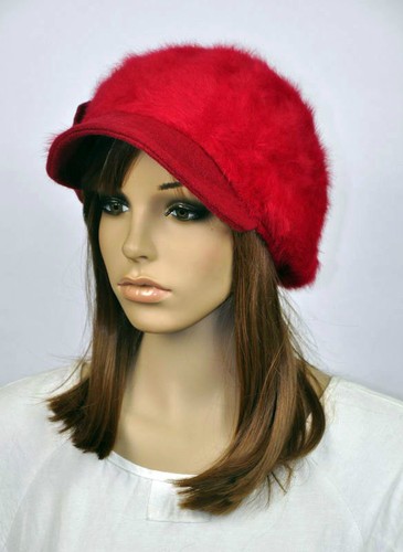 M82 Adorable Piel de Conejo Lana Alambre Sombrero Para mujeres Invierno Gorro Newsboy Gorra 7 Colores - Imagen 25 de 39