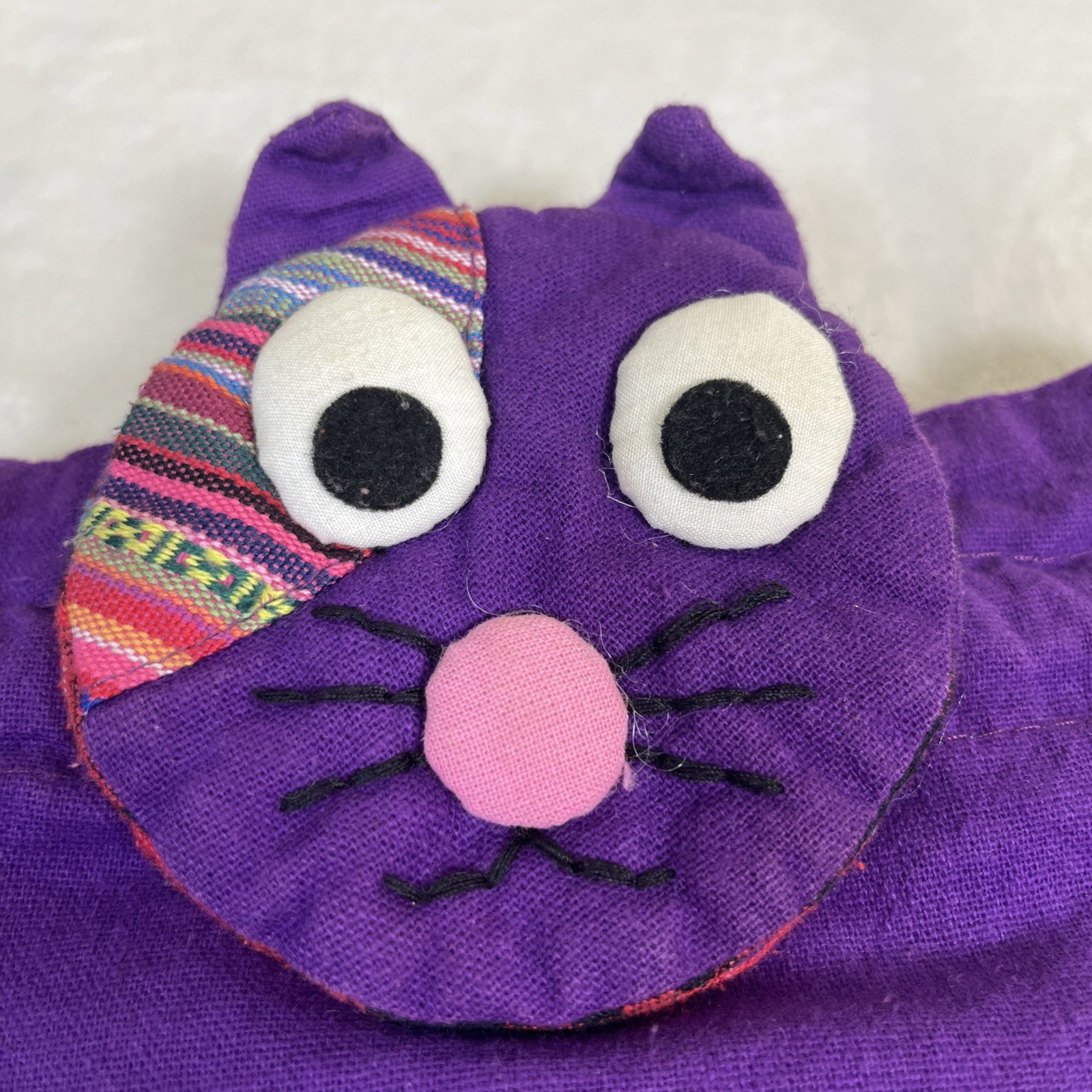 Handmade Patchwork Colorful Cat Drawstring Backpa… - image 12