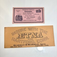 Vtg Ink Blotters Blots Lot Of 2 Aetna & Carpenter Advertising Ephemera