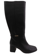 Dune London Women's Sanna Knee High Boots Size 7 Black Leather Upper Zip New