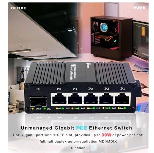 Mini 5-Port Gigabit Ethernet Unmanaged PoE Switch w/ 4 x PoE SFP Slot 3af/at@30w - Picture 8 of 8