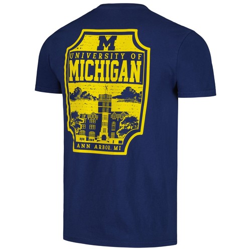 Men's Navy Michigan Wolverines Campus Badge Comfort Colors T-Shirt - Picture 3 of 3