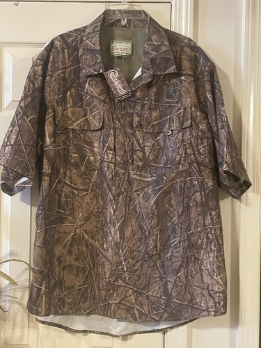 NWT!! Avery Camo Shirt Men XL Nylon Button Up Hunting Buck Brush - Picture 1 of 8