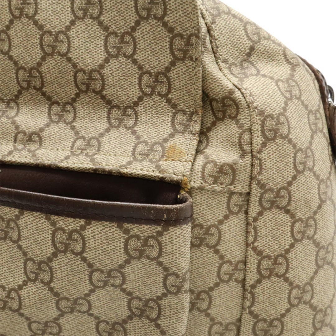 GUCCI GG Supreme Boston Bag Travel Tote Khaki Beige Leather Used thumbnail 9