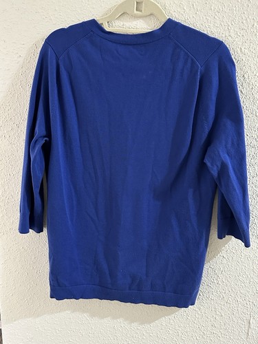 Cárdigan Lands' End Azul Botón Supima Algodón Mezcla Elástica Mujer Mediano Usado - Imagen 9 de 9