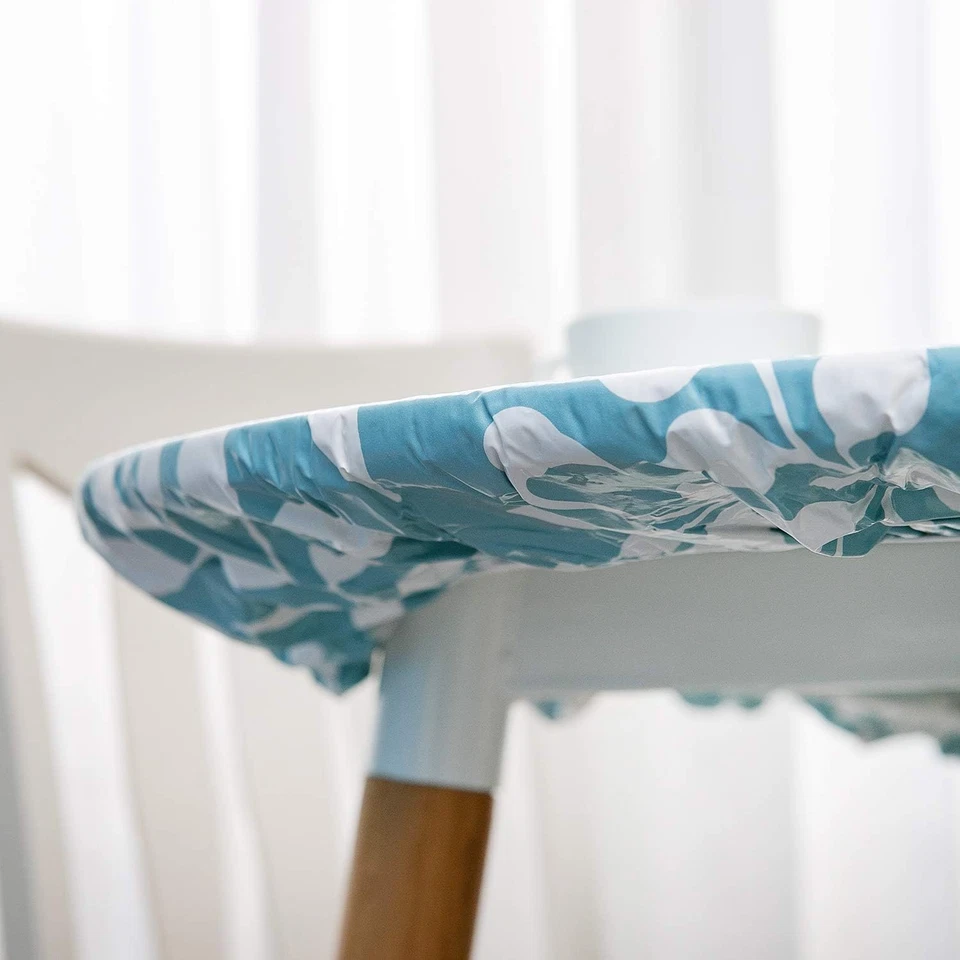 Oval Classic Elastic Edged Flannel Backed Vinyl Fitted Table Cloth Waterproof Oi - Image 3 of 4