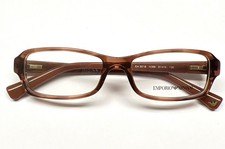 Emporio Armani EA 3016 5099 Eyeglasses Glasses Crystal Brown Gold Logo 51mm