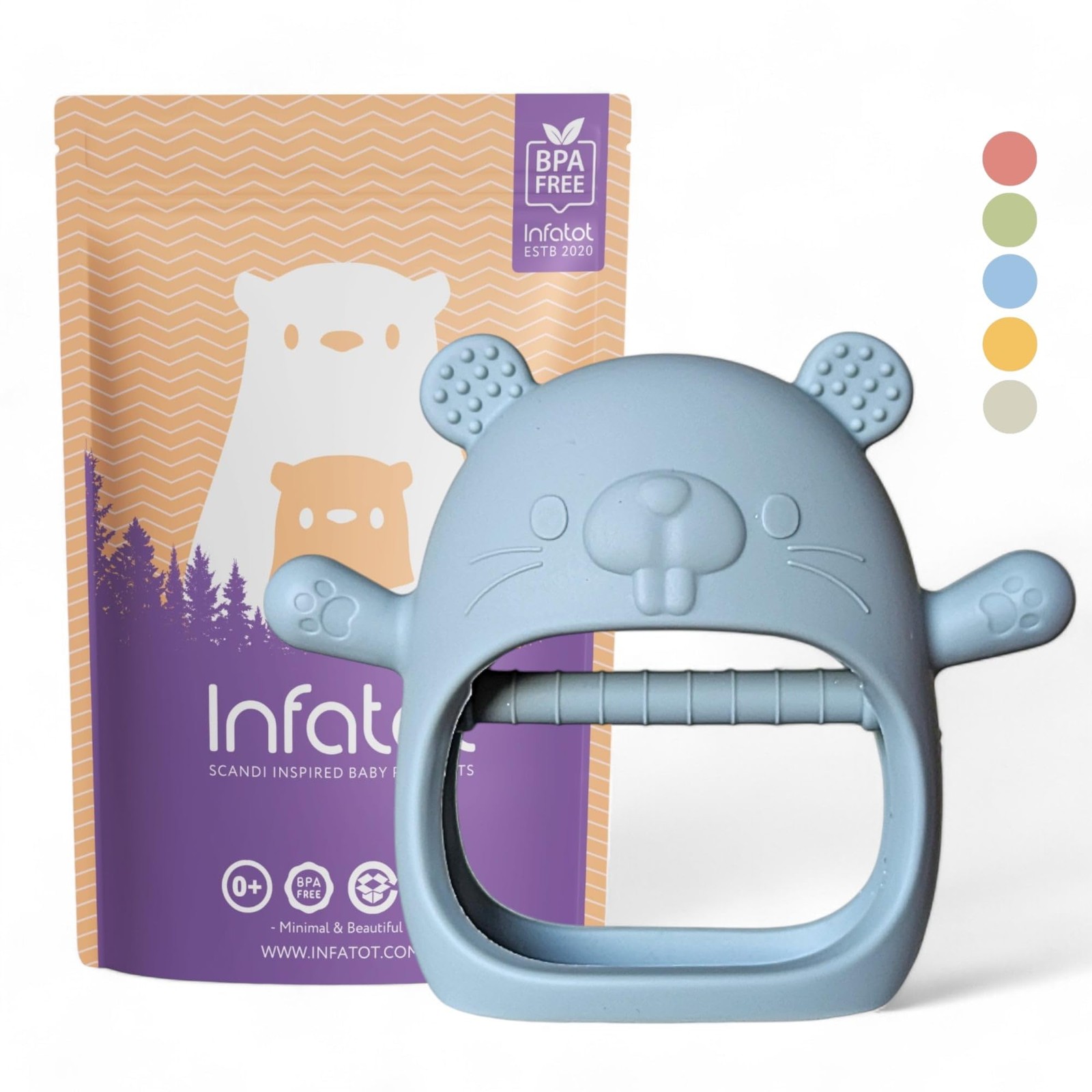 Infatot® Teething Toys for Baby Gifts – Chipmunk Silicone Mitten Teether, Soo...