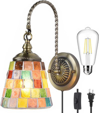 Bedside Turkish Moroccan Mosaic Stained Glass Wall Lamps for Bedroom with Plug i