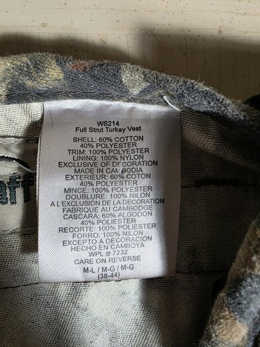 Mossy Oak FieldStaff Breakup Full Strut Camo Turkey Hunting Vest Mens M-L 38-44 - Picture 5 of 16