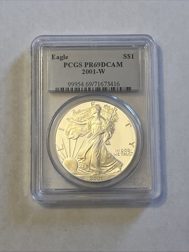 2001-W American Silver Eagle Dollar PR69DCAM PCGS Proof 69 L21