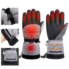 Electric Heated Gloves Rechargeable Battery Hand Warmer Windproof Thermal Winter