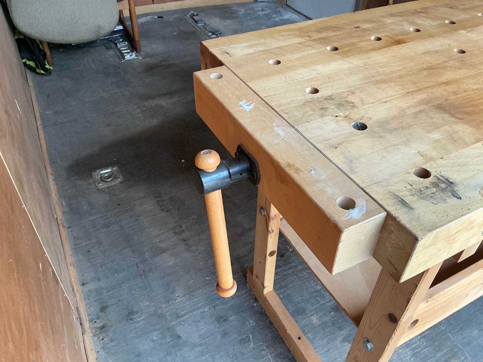Sjoberg's Nordic Plus 1450 Workbench Used 54-1/2” X 19-5/8”X2-3/4” w/2 Vises