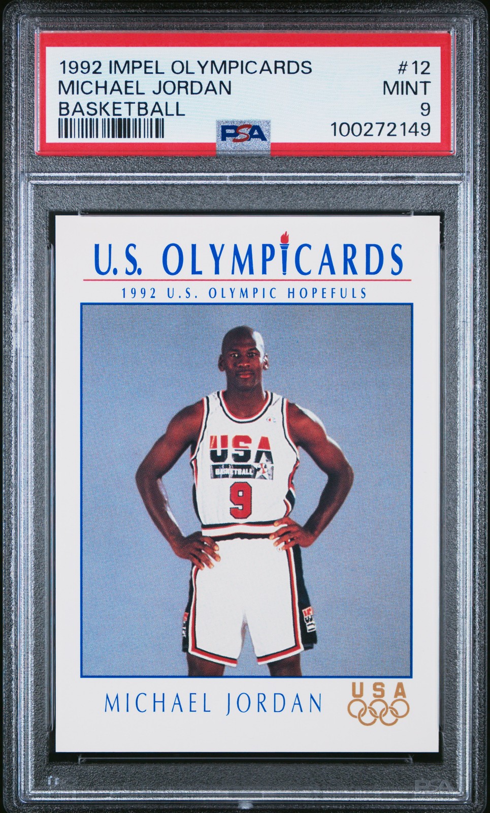 1992 IMPEL OLYMPICARDS BASKETBALL #12 MICHAEL JORDAN PSA 9