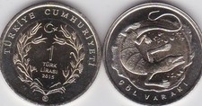 Turkey - 1 Lira 2015 UNC Monitor lizard Lemberg-Zp