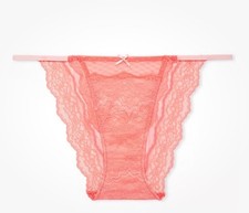 New Victoria s Secret DREAM ANGELS Lace String Mesh Bikini Panty Coral Peach Med
