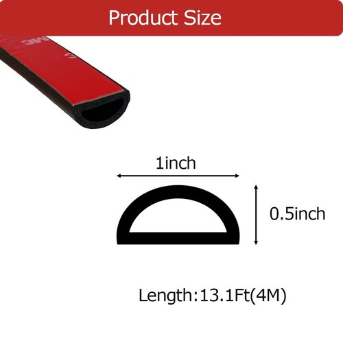Foam Rubber Seal Strip, Self-Adhesive D Shape EPDM Rubber Weather Stripping f... - Picture 2 of 7