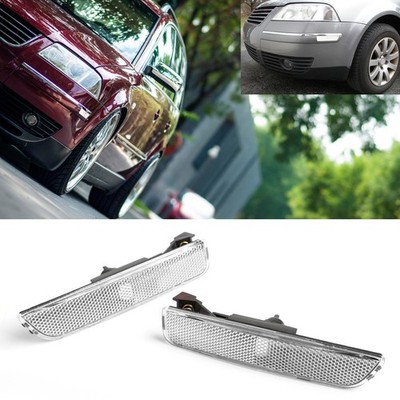 Pair White Front Bumper Side Marker Lights For 2001-2005 VW Passat B5.5
