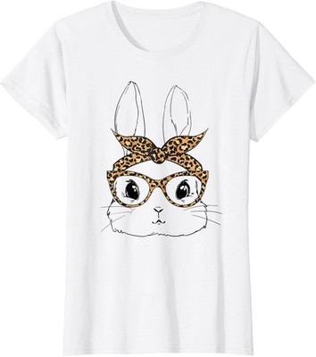 Happy Easter Funny Bunny With Sunglasses Ladies' Crewneck T-Shirt