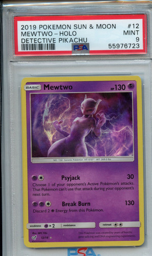 Pokemon Sole e Luna 2019 Detective Pikachu 12 Mewtwo Holo PSA 9 - Foto 1 di 2