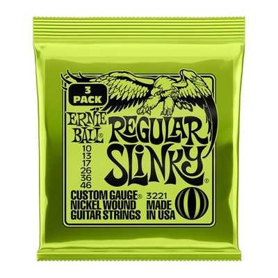 Ernie Ball 10-46 3er-Pack normale Slinky-Saiten für E-Gitarre (NEU)