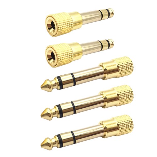 5pcs 1/4in Male to 1/8in Female TRS connector Plug Audio Headphone Adapter