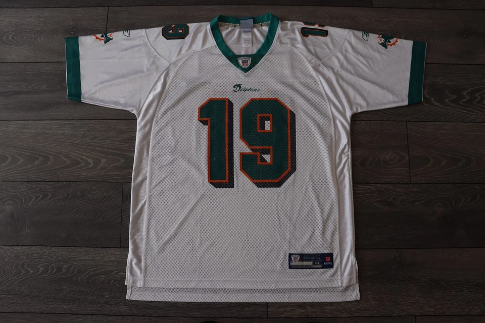 МАЙАМИ ДЕЛЬФИНЫ МАРШАЛЛ #19 REEBOK ДЖЕРСИ БЕЛЫЙ ЦВЕТ ВИНТАЖНАЯ РУБАШКА МУЖСКАЯ XL - Изображение 2 из 4