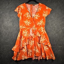 Minkpink Mini Dress Femme Size Medium Orange Lagenlook Cottagecore Ruffled