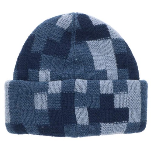 Louis Vuitton M7407A beanie damier denim logo patch damier wool beanie hat used - Picture 2 of 3