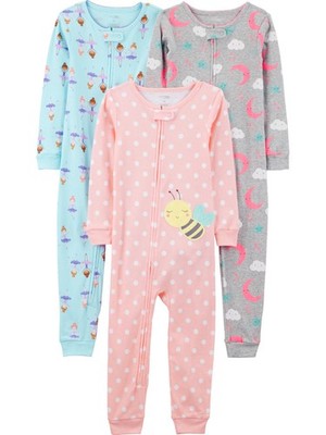 Simple Joys by Carter's Baby 3pack Snugfit Footless Cotton Pajamas, Ballerina...