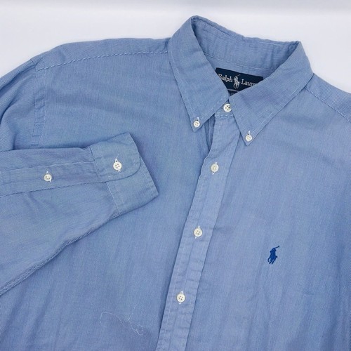 Ralph Lauren Shirt Mens 16 1/2-34/35 Blue Pinstripe Yarmouth Cotton Oxford - Picture 2 of 8