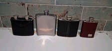 4 x Stainless Steel Hip Flasks incl. Marks & Spencer 6oz  Leather & Double Flask
