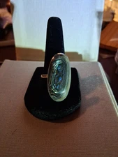 925 Sterling Silver Vintage Mexico Alabone Ring Size 8.