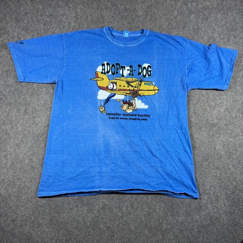 Crazy Shirts T-Shirt Mens XXL Blue Hawaiian Humane Society Adopt-A-Dog Graphic