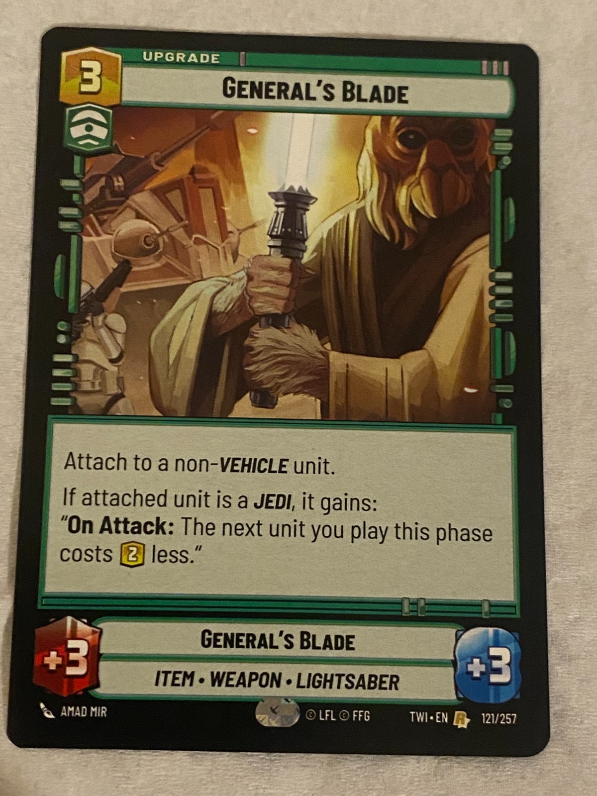 STAR WARS UNLIMITED TCG TWI GENERAL'S BLADE Rare Card NM