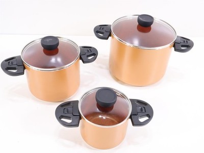 Bo-Camp Slauson Topfset 3-Teilig 3 Töpfe Aluminium Camping Kochgeschirr bronze