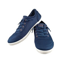 BOBS Skechers Navy Canvas Low Top Lace Up Memory Foam Sneakers Women's Size 8