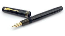 VINTAGE LARGE OMAS EXTRA LUCENS FOUNTAIN PEN BLACK FLEXIBLE 14K GOLD FINE NIB